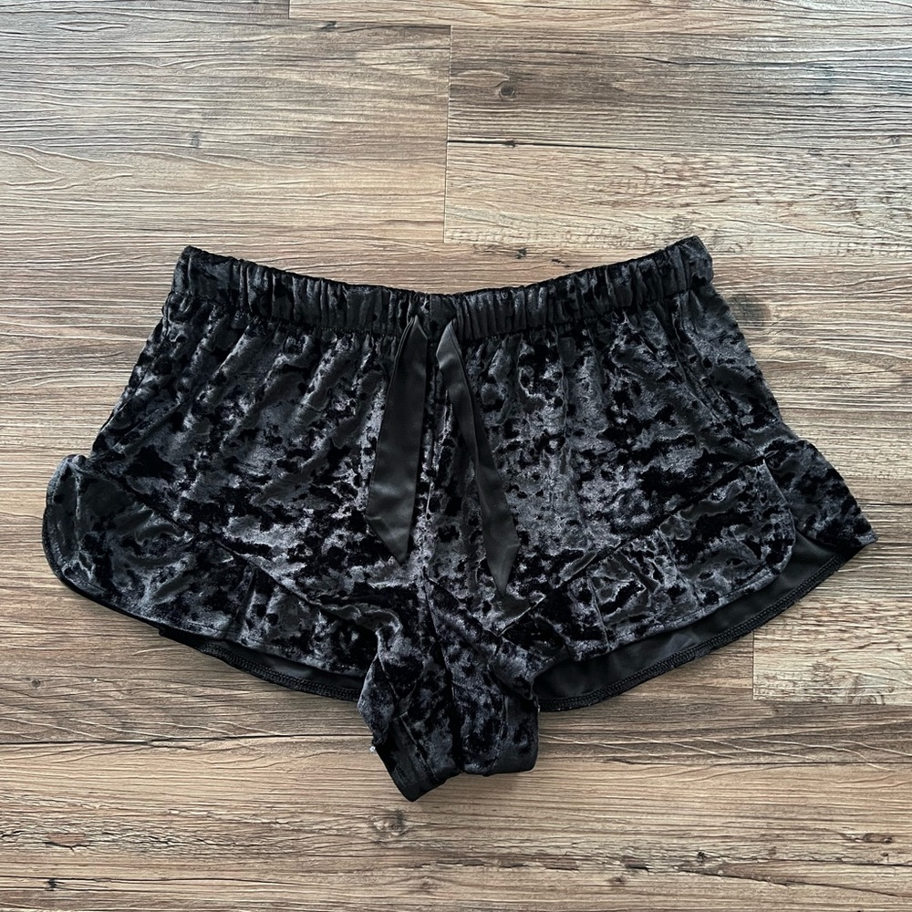 Victoria’s Secret Black Velvet Ruffle Sleep Shorts